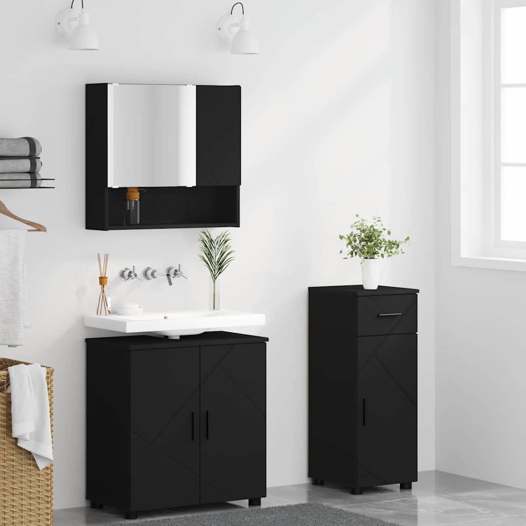 vidaXL Bathroom Furniture Set 3 pcs Black 61 x 35 x 64 cm 4