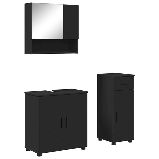 Bathroom Furniture Set 3 pcs 61 x 35 x 64 cm Black