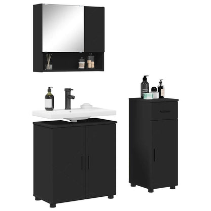 vidaXL Bathroom Furniture Set 3 pcs Black 61 x 35 x 64 cm 3