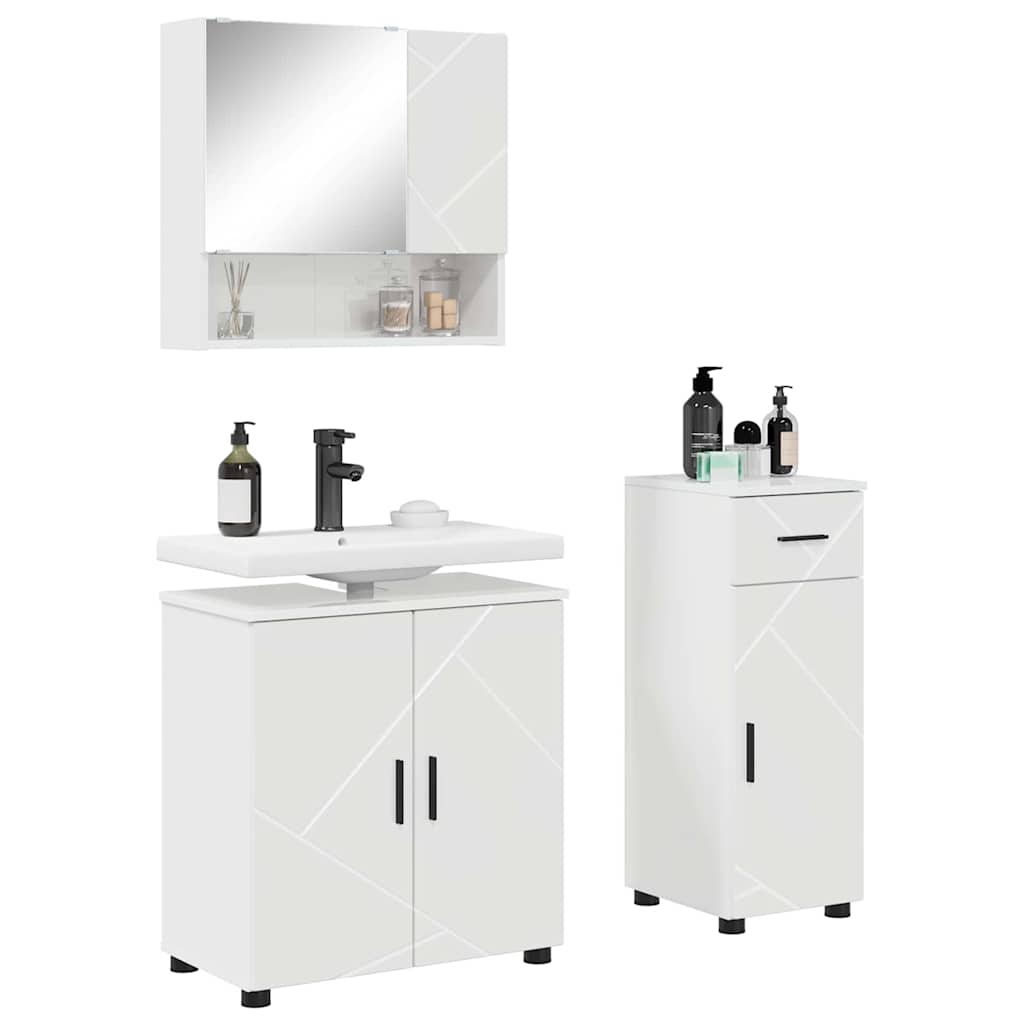 vidaXL Bathroom Furniture Set 3 pcs High Gloss White 61 x 35 x 64 cm 3