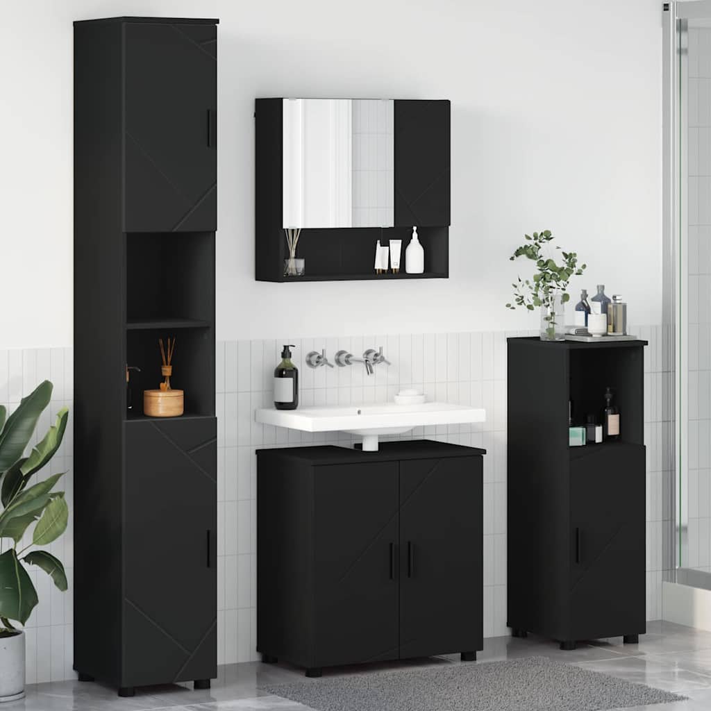vidaXL Bathroom Furniture Set 4 pcs Black 61 x 35 x 64 cm 1