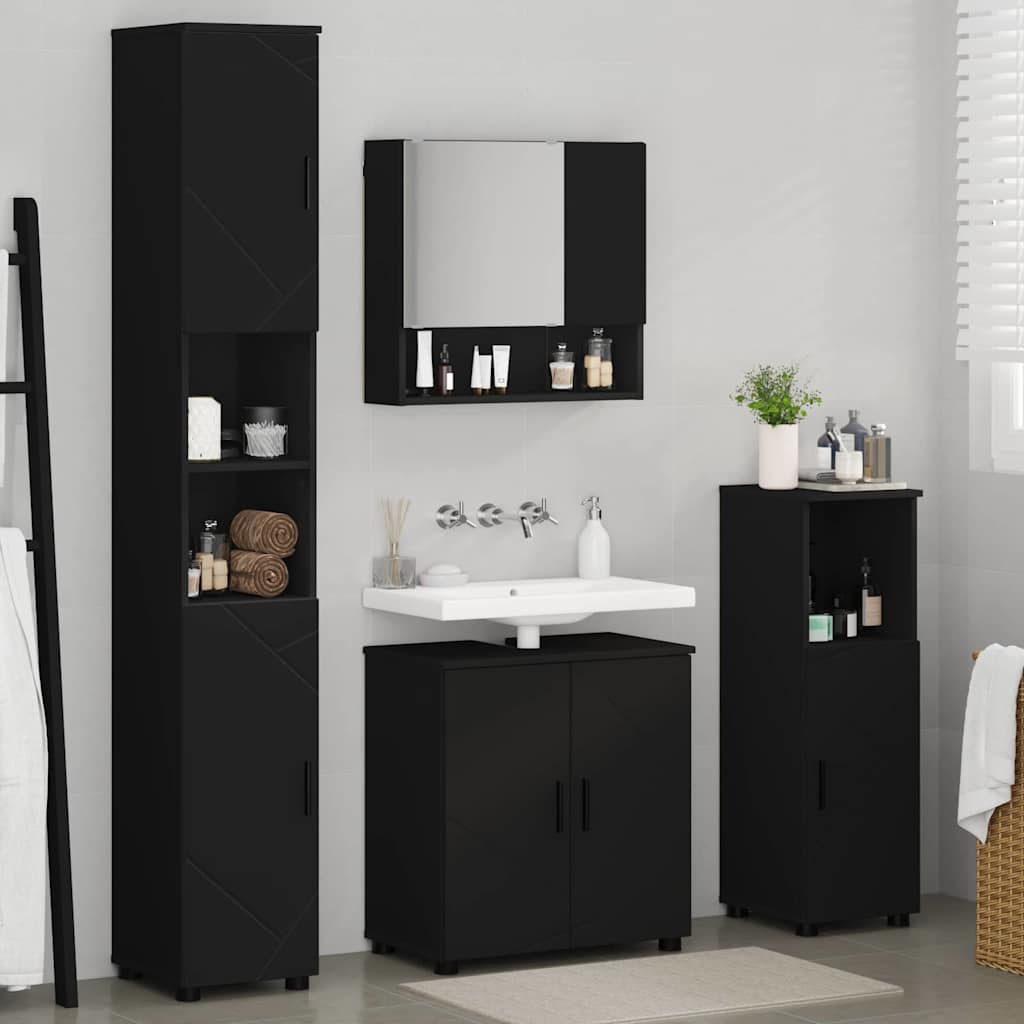 vidaXL Bathroom Furniture Set 4 pcs Black 61 x 35 x 64 cm 4