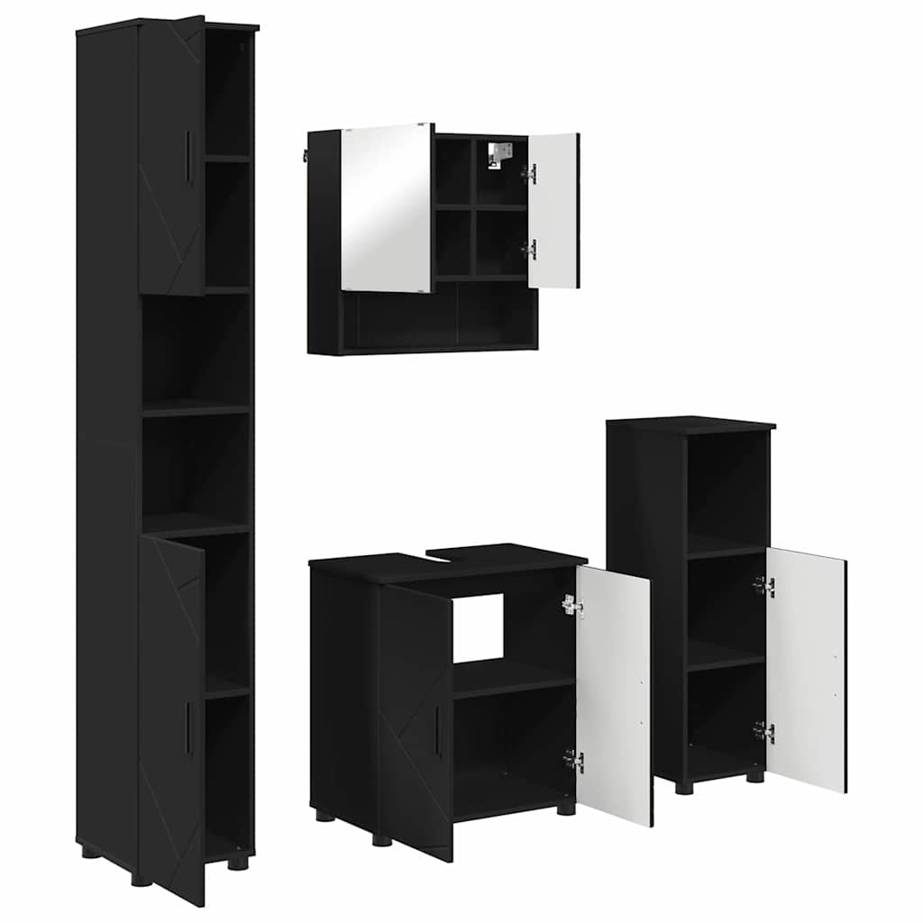 Bathroom Furniture Set 4 pcs 61 x 35 x 64 cm Black
