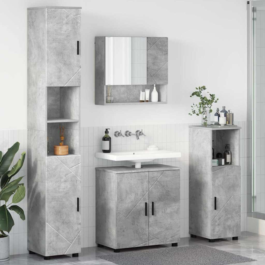 vidaXL Bathroom Furniture Set 4 pcs Concrete Grey 61 x 35 x 64 cm 1