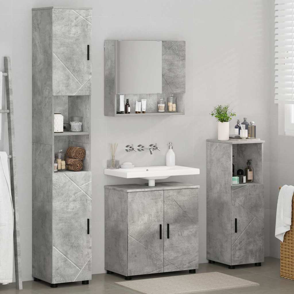 vidaXL Bathroom Furniture Set 4 pcs Concrete Grey 61 x 35 x 64 cm 4