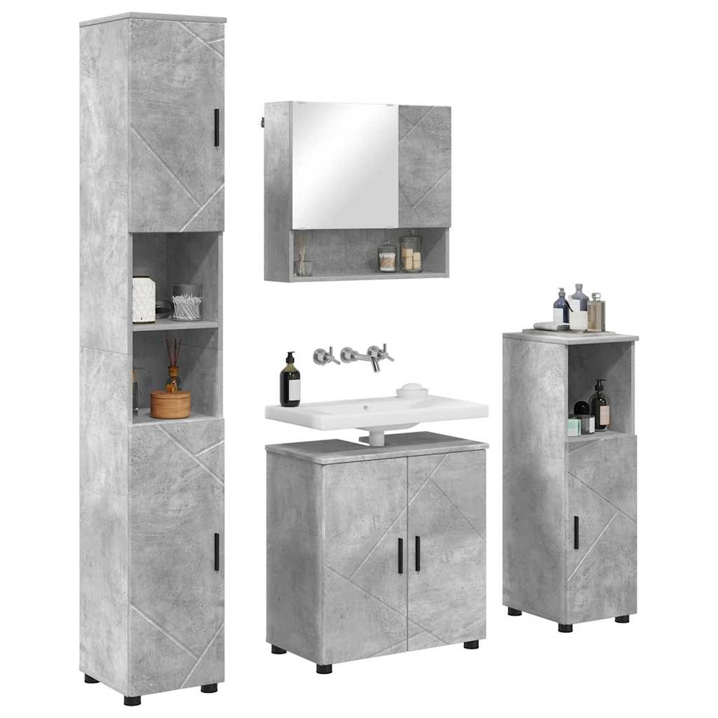 vidaXL Bathroom Furniture Set 4 pcs Concrete Grey 61 x 35 x 64 cm 3