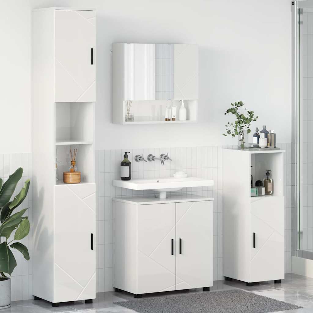 vidaXL Bathroom Furniture Set 4 pcs High Gloss White 61 x 35 x 64 cm 1
