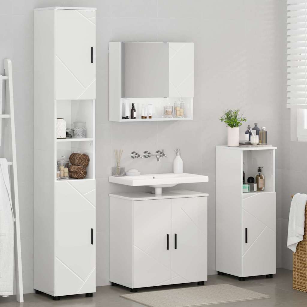 vidaXL Bathroom Furniture Set 4 pcs High Gloss White 61 x 35 x 64 cm 4