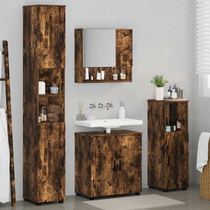 vidaXL Bathroom Furniture Set 4 pcs Smoked Oak 61 x 35 x 64 cm 4