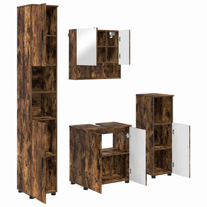 vidaXL Bathroom Furniture Set 4 pcs Smoked Oak 61 x 35 x 64 cm 2