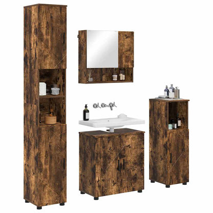 vidaXL Bathroom Furniture Set 4 pcs Smoked Oak 61 x 35 x 64 cm 3