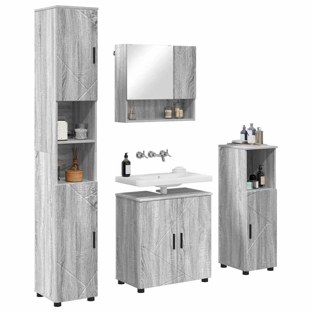 vidaXL Bathroom Furniture Set 4 pcs Grey Sonoma 61 x 35 x 64 cm 3