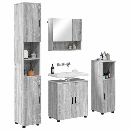 vidaXL Bathroom Furniture Set 4 pcs Grey Sonoma 61 x 35 x 64 cm 3