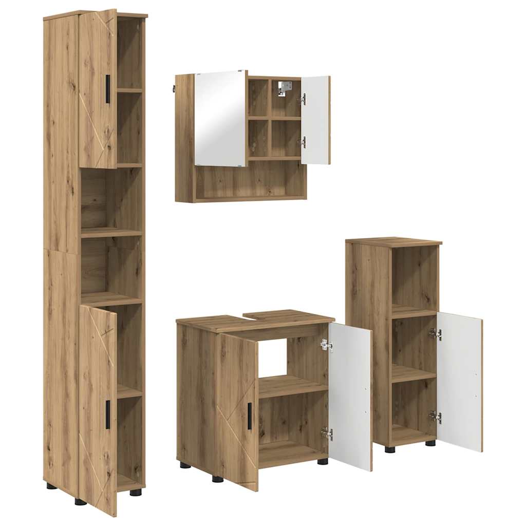 vidaXL Bathroom Furniture Set 4 pcs Artisan Oak 61 x 35 x 64 cm 2