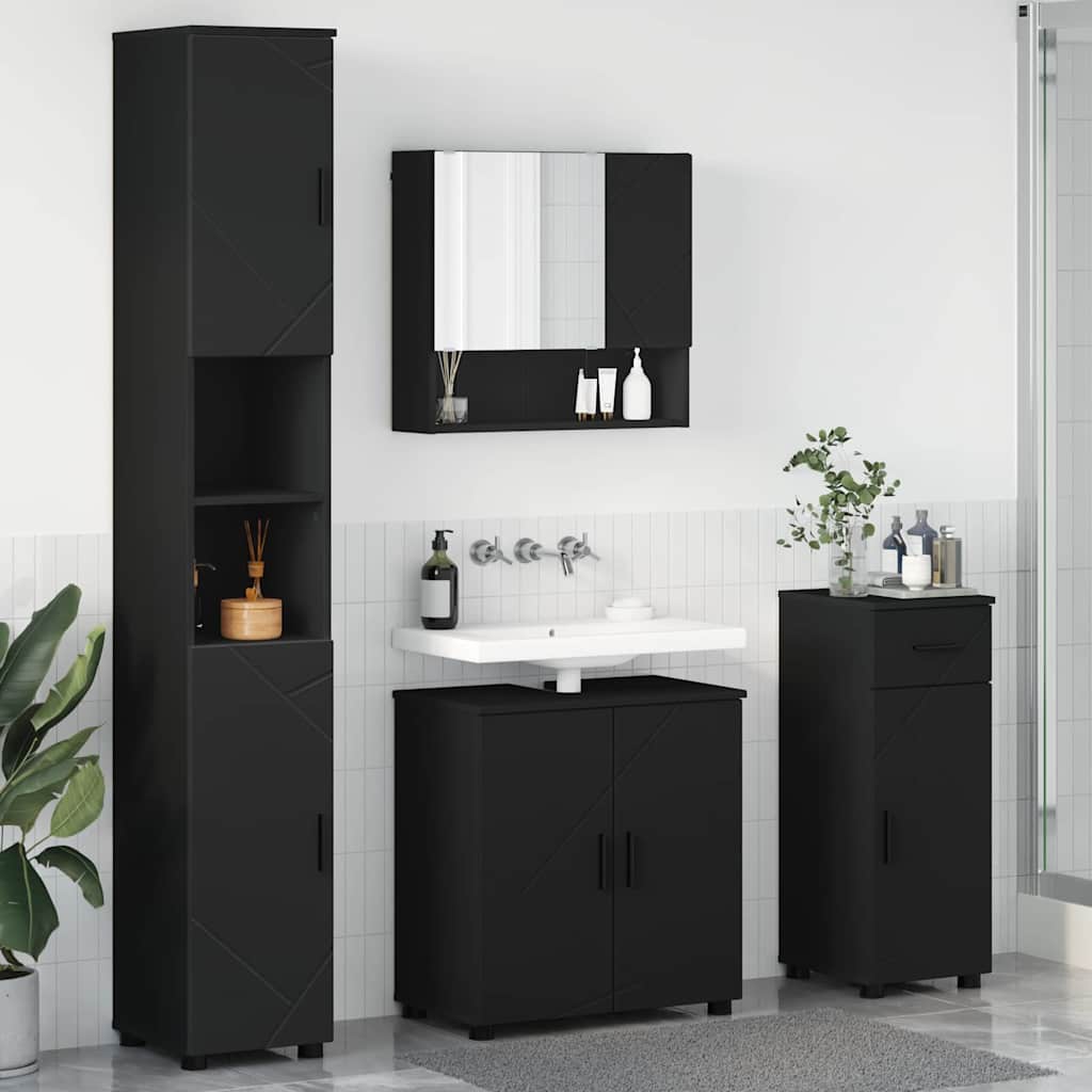 vidaXL Bathroom Furniture Set 4 pcs Black 61 x 35 x 64 cm 1