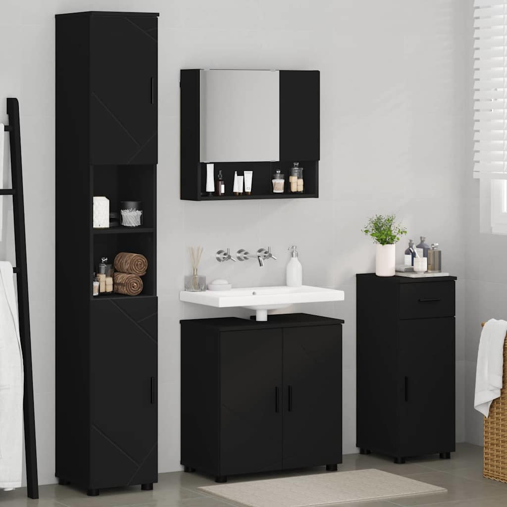 vidaXL Bathroom Furniture Set 4 pcs Black 61 x 35 x 64 cm 4