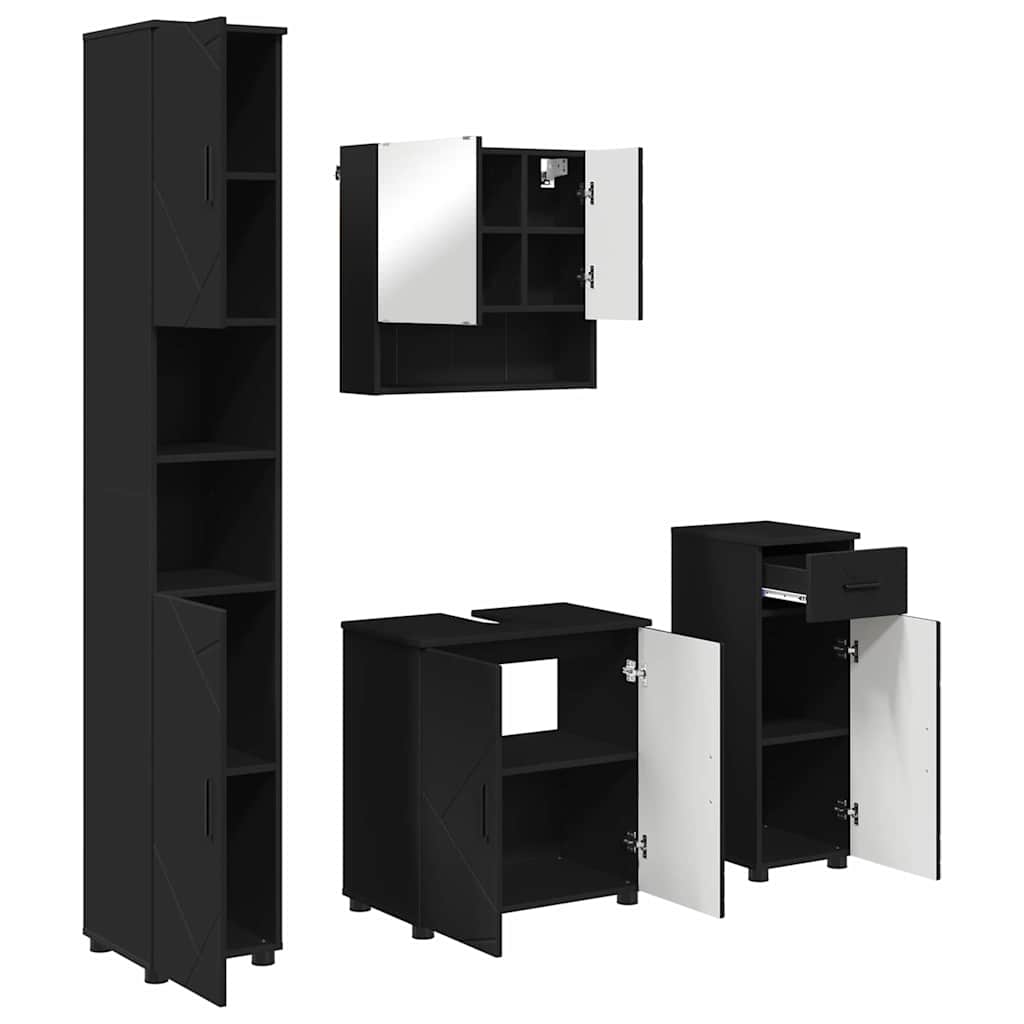 vidaXL Bathroom Furniture Set 4 pcs Black 61 x 35 x 64 cm 2