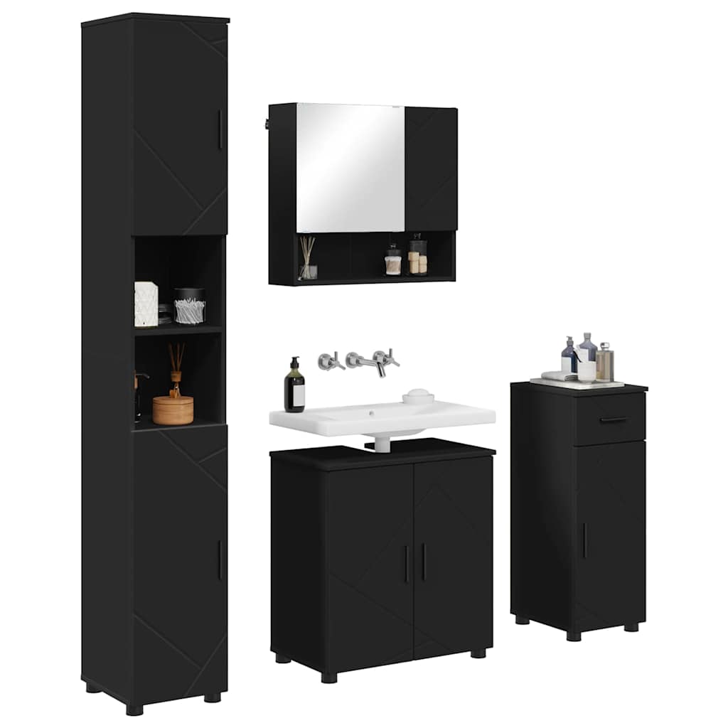 vidaXL Bathroom Furniture Set 4 pcs Black 61 x 35 x 64 cm 3