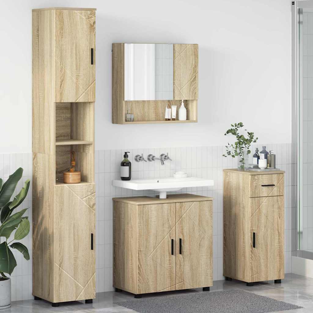 vidaXL Bathroom Furniture Set 4 pcs Sonoma Oak 61 x 35 x 64 cm 1