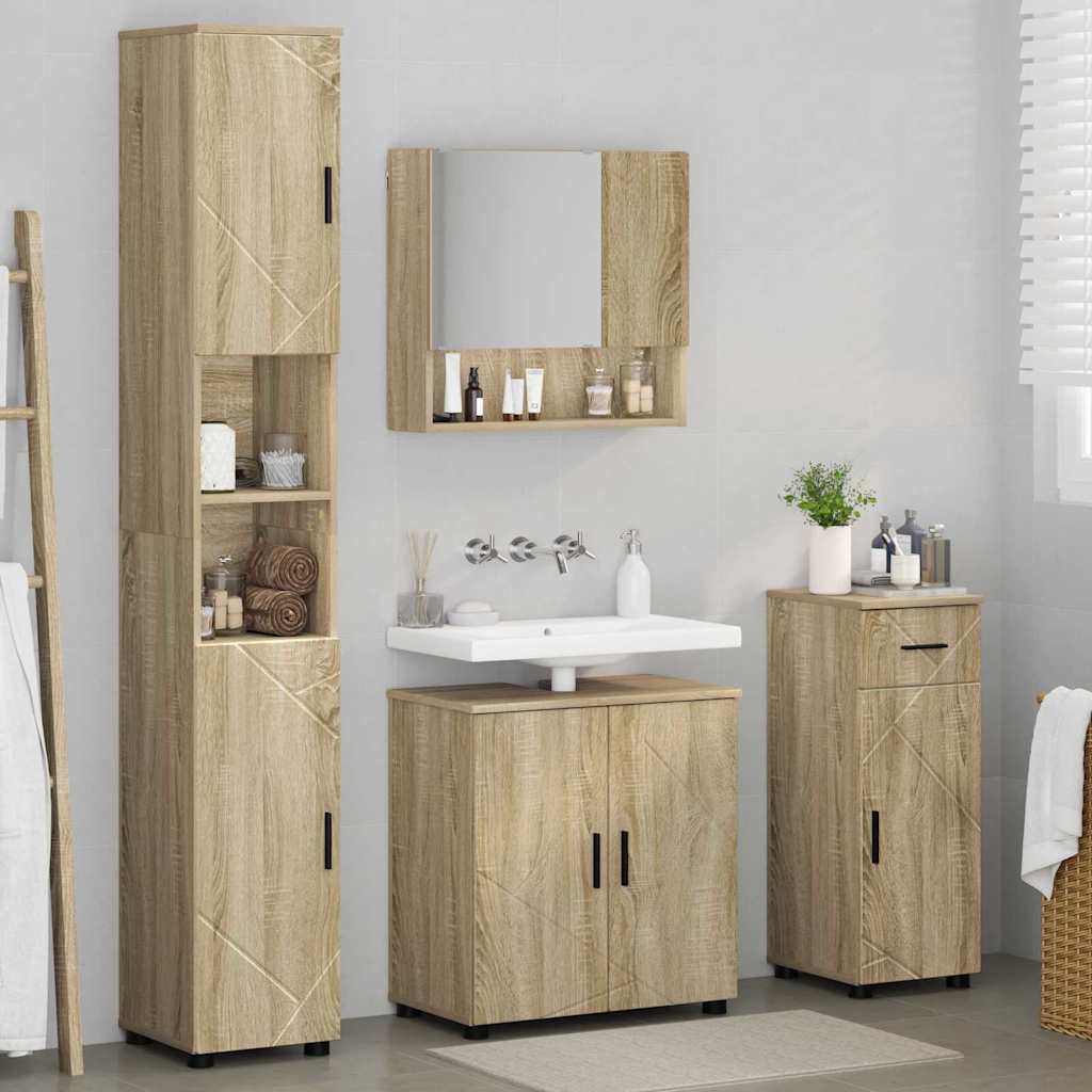 vidaXL Bathroom Furniture Set 4 pcs Sonoma Oak 61 x 35 x 64 cm 4