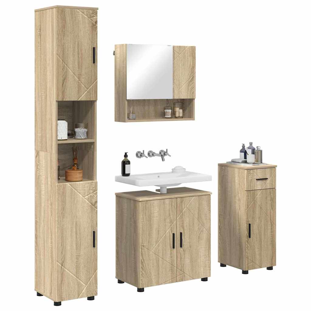 vidaXL Bathroom Furniture Set 4 pcs Sonoma Oak 61 x 35 x 64 cm 3