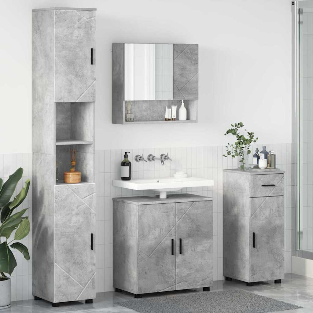 vidaXL Bathroom Furniture Set 4 pcs Concrete Grey 61 x 35 x 64 cm 1