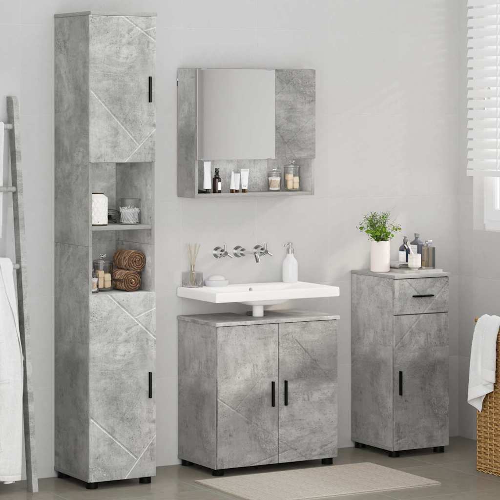 vidaXL Bathroom Furniture Set 4 pcs Concrete Grey 61 x 35 x 64 cm 4