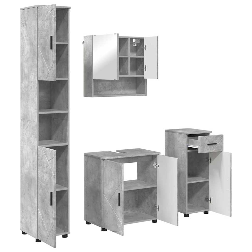 vidaXL Bathroom Furniture Set 4 pcs Concrete Grey 61 x 35 x 64 cm 2