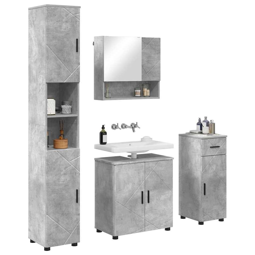 vidaXL Bathroom Furniture Set 4 pcs Concrete Grey 61 x 35 x 64 cm 3