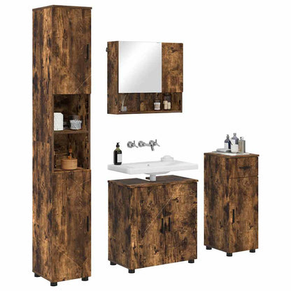 vidaXL Bathroom Furniture Set 4 pcs Smoked Oak 61 x 35 x 64 cm 3