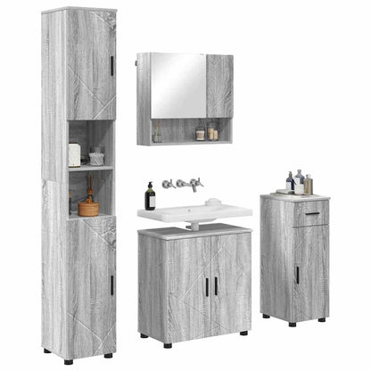 vidaXL Bathroom Furniture Set 4 pcs Grey Sonoma 61 x 35 x 64 cm 3