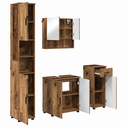vidaXL Bathroom Furniture Set 4 pcs Old Wood 61 x 35 x 64 cm 2