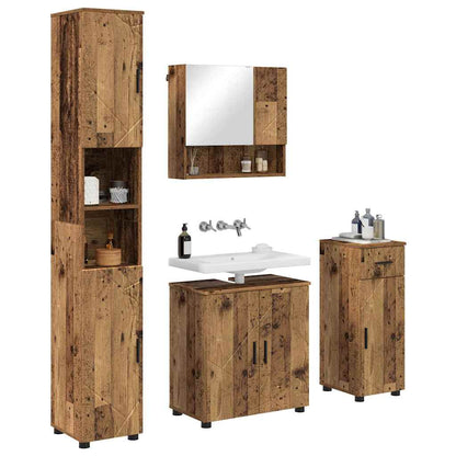vidaXL Bathroom Furniture Set 4 pcs Old Wood 61 x 35 x 64 cm 3