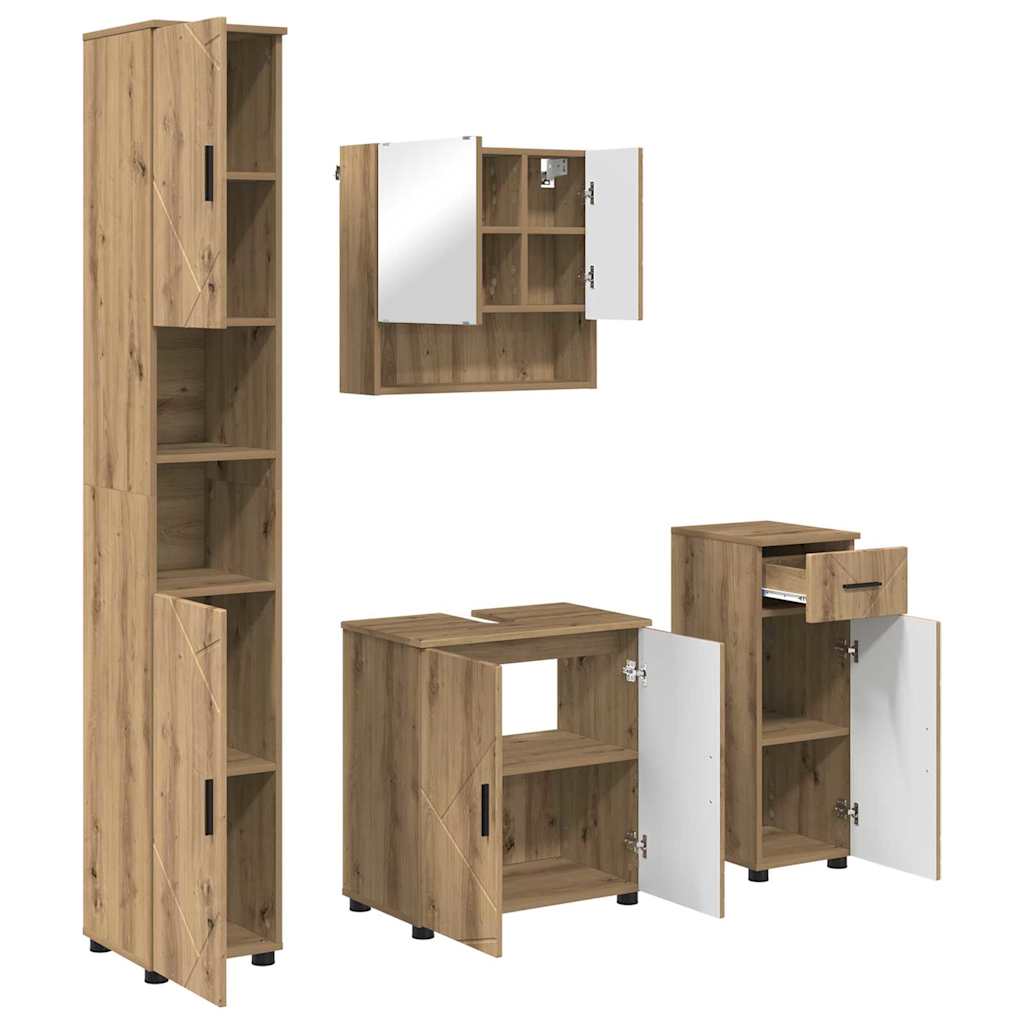 vidaXL Bathroom Furniture Set 4 pcs Artisan Oak 61 x 35 x 64 cm 2