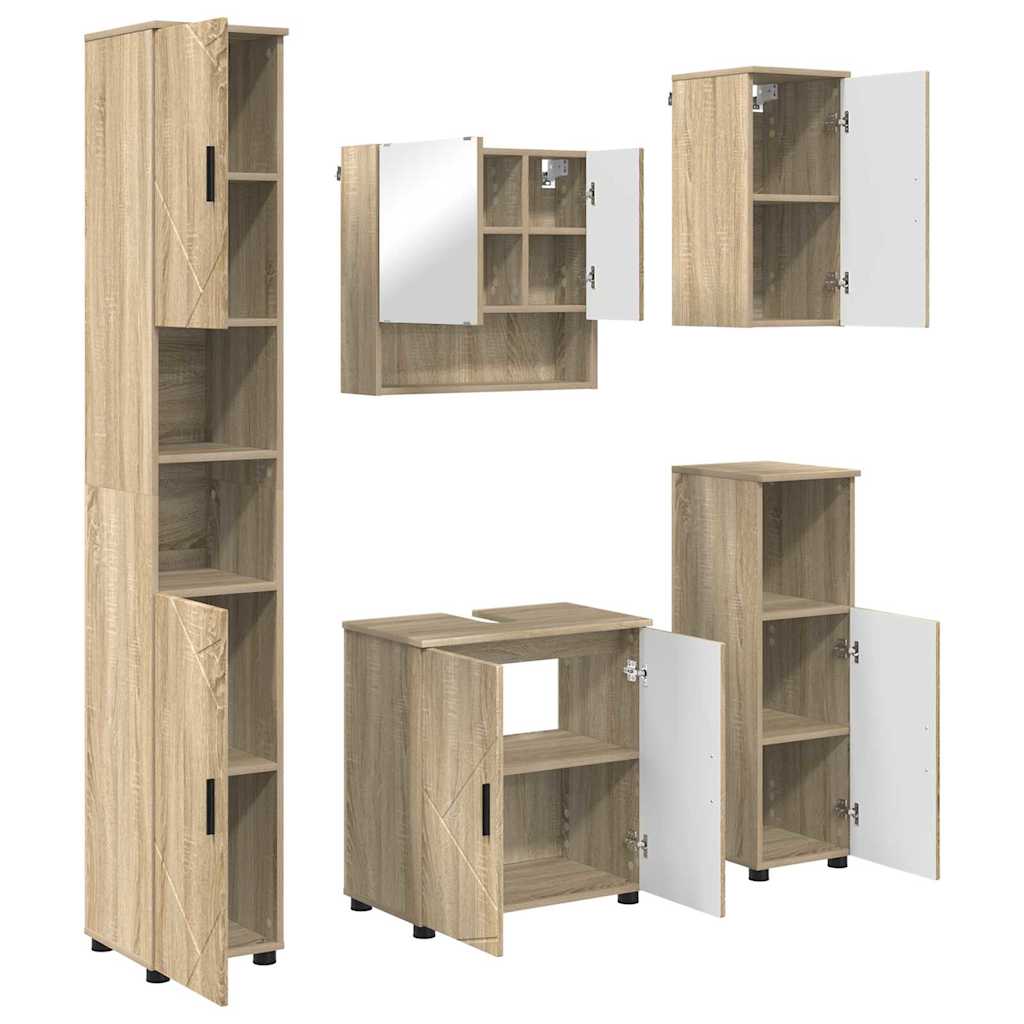 Bathroom Furniture Set 5 pcs 61 x 35 x 64 cm Sonoma oak