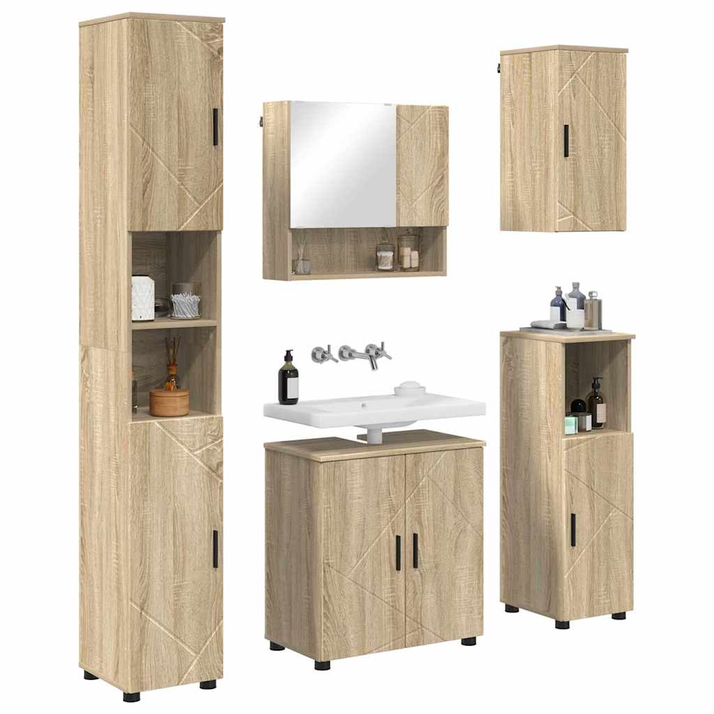 Bathroom Furniture Set 5 pcs 61 x 35 x 64 cm Sonoma oak