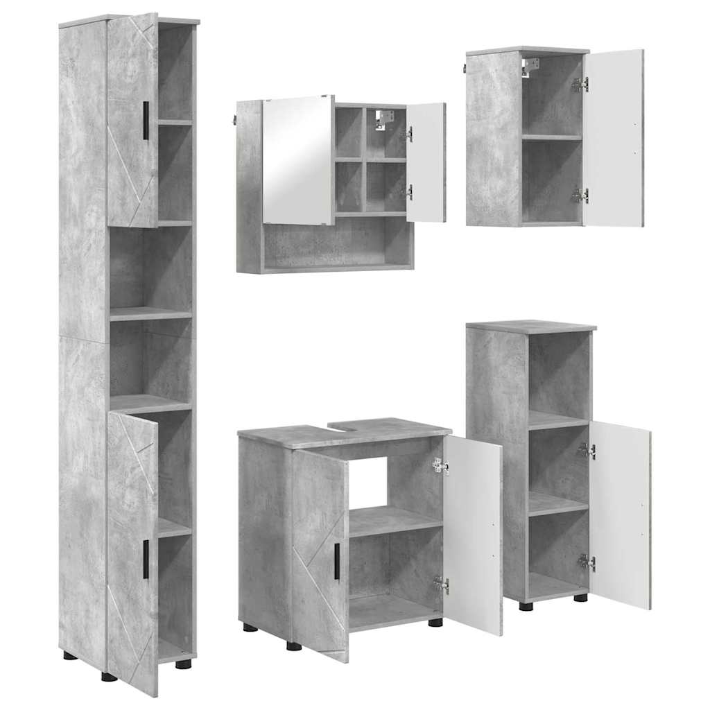 vidaXL Bathroom Furniture Set 5 pcs Concrete Grey 61 x 35 x 64 cm 2