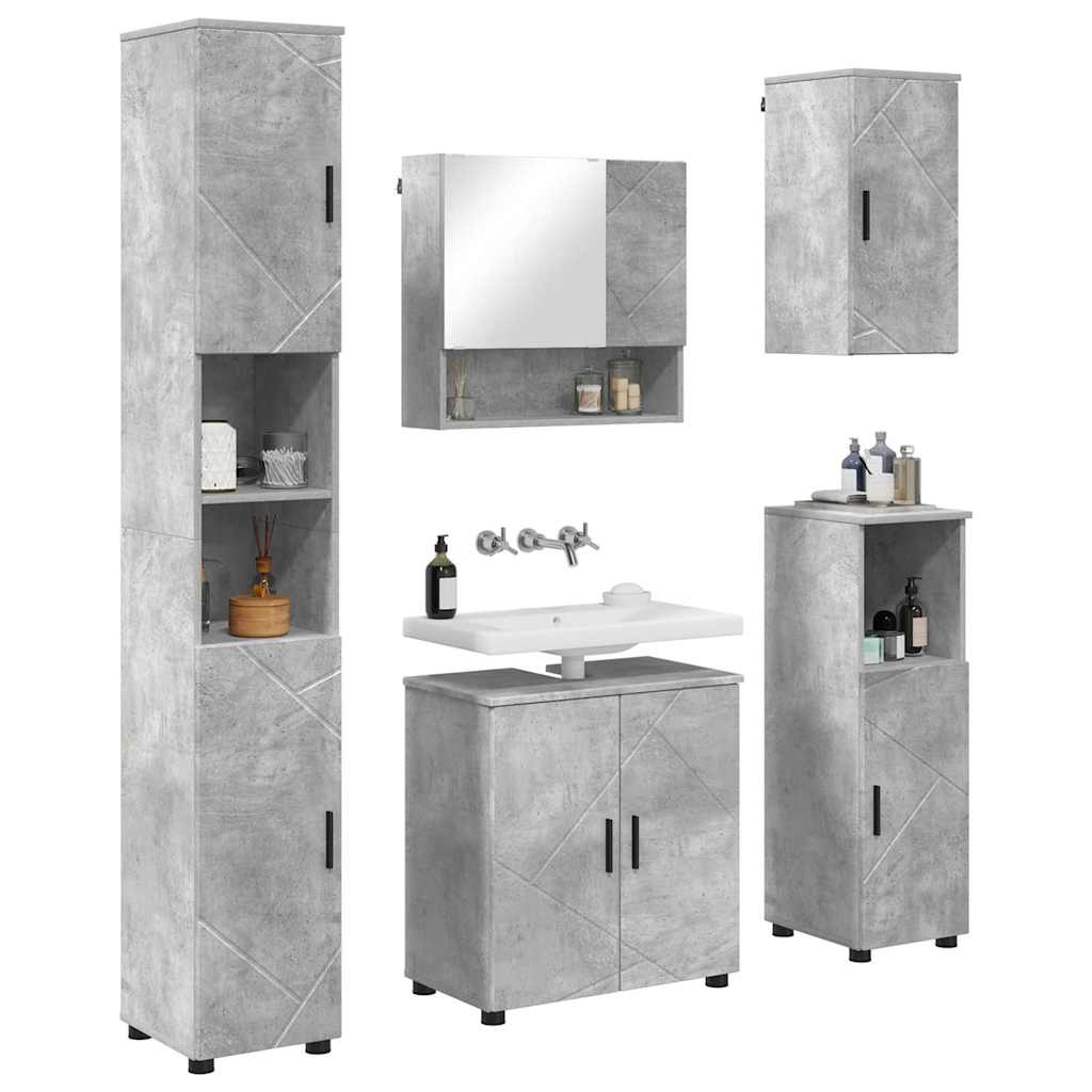vidaXL Bathroom Furniture Set 5 pcs Concrete Grey 61 x 35 x 64 cm 3