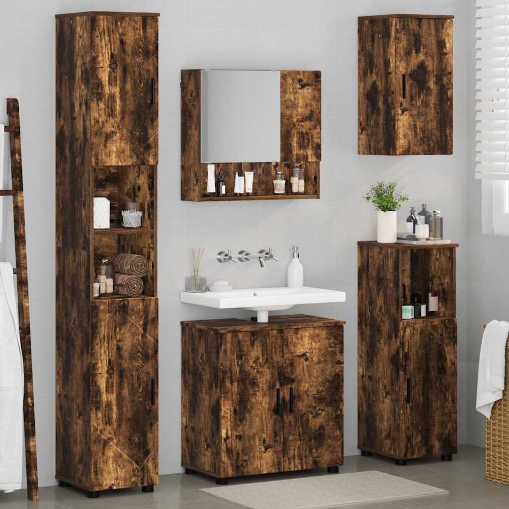 vidaXL Bathroom Furniture Set 5 pcs Smoked Oak 61 x 35 x 64 cm 4