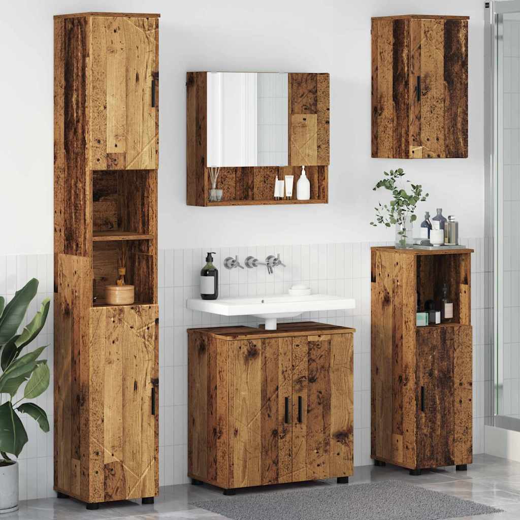 vidaXL Bathroom Furniture Set 5 pcs Old Wood 61 x 35 x 64 cm 1