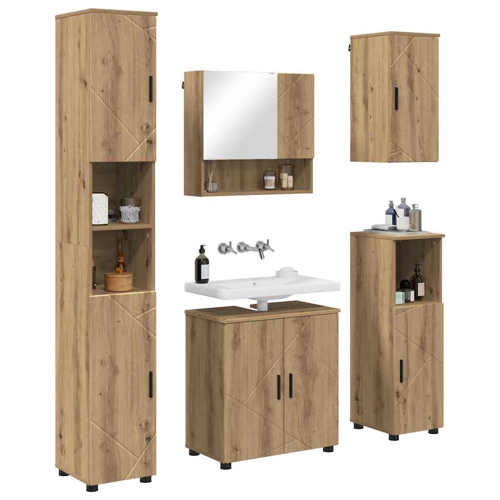 vidaXL Bathroom Furniture Set 5 pcs Artisan Oak 61 x 35 x 64 cm 3