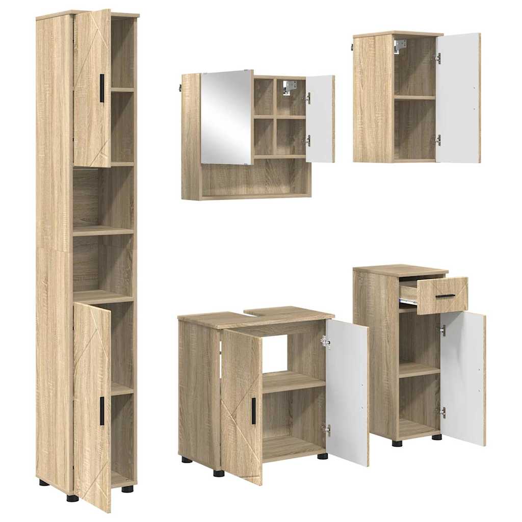 vidaXL Bathroom Furniture Set 5 pcs Sonoma Oak 61 x 35 x 64 cm 2