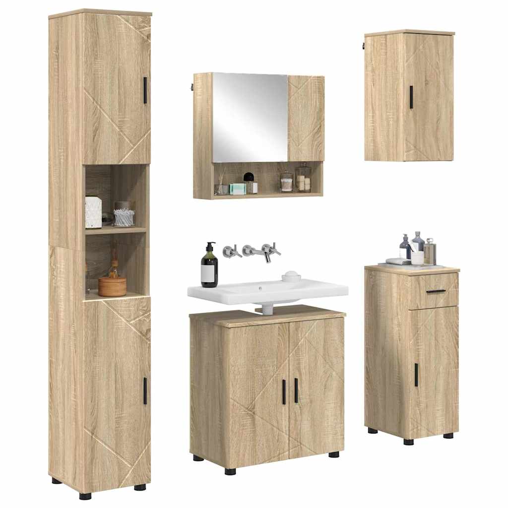 vidaXL Bathroom Furniture Set 5 pcs Sonoma Oak 61 x 35 x 64 cm 3