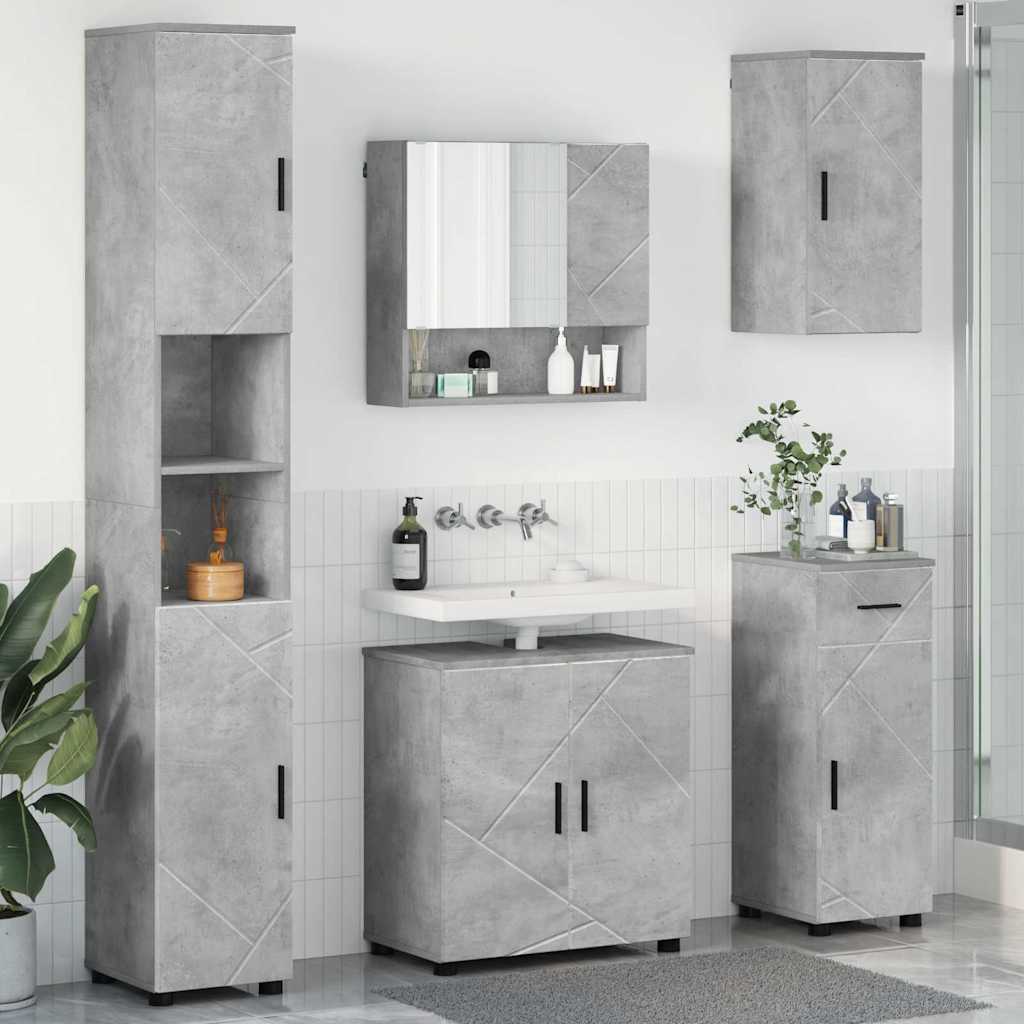 vidaXL Bathroom Furniture Set 5 pcs Concrete Grey 61 x 35 x 64 cm 1
