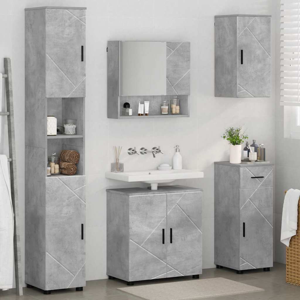 vidaXL Bathroom Furniture Set 5 pcs Concrete Grey 61 x 35 x 64 cm 4