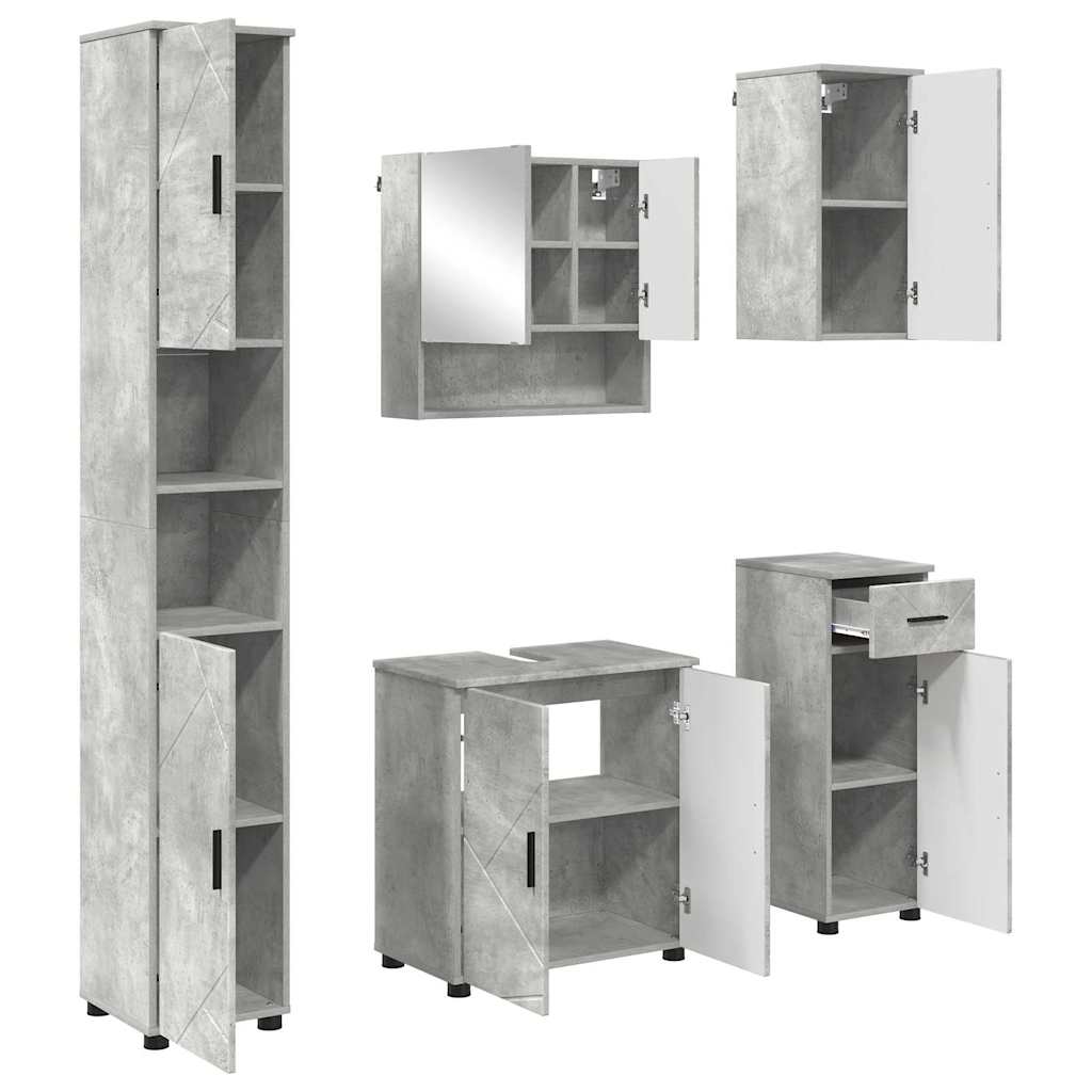 vidaXL Bathroom Furniture Set 5 pcs Concrete Grey 61 x 35 x 64 cm 2