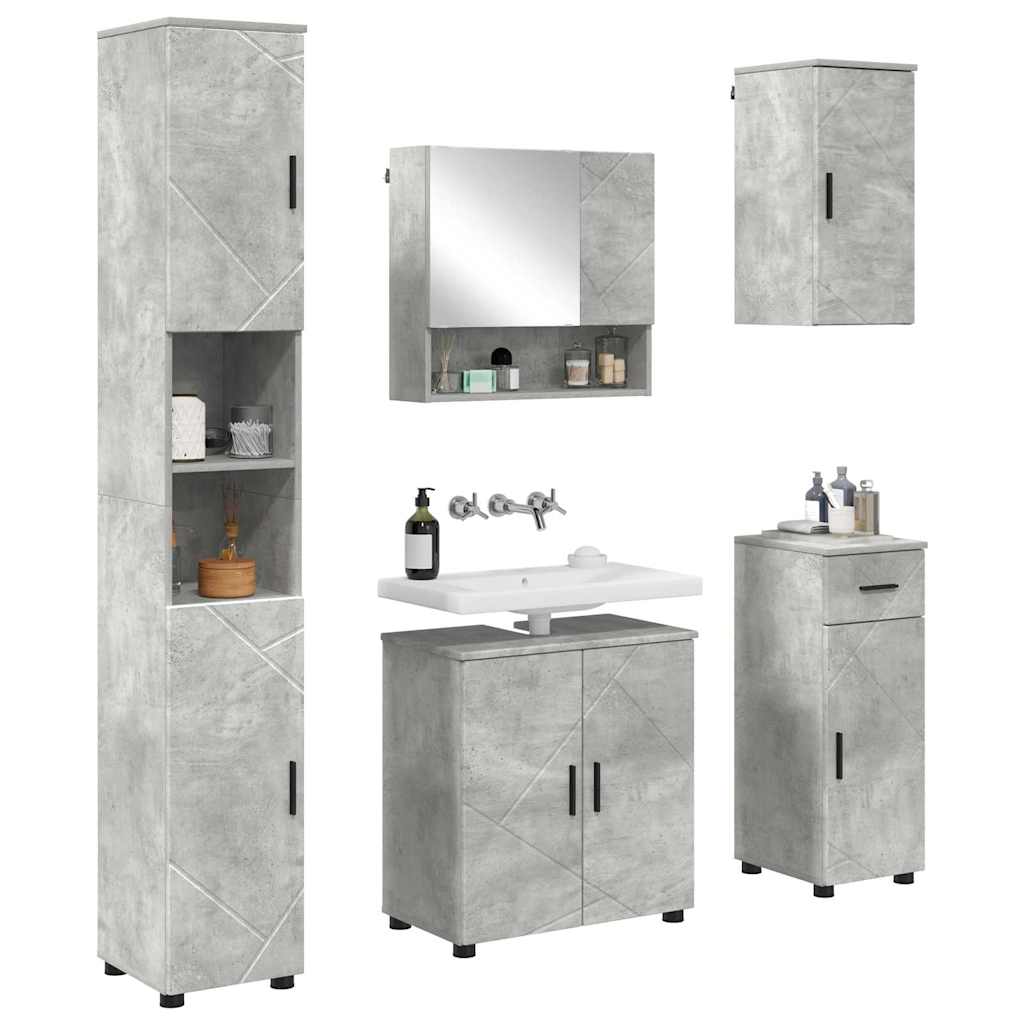 vidaXL Bathroom Furniture Set 5 pcs Concrete Grey 61 x 35 x 64 cm 3