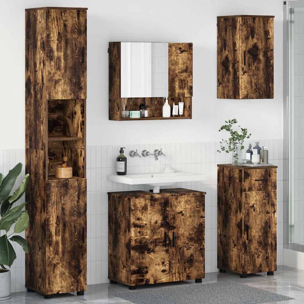 vidaXL Bathroom Furniture Set 5 pcs Smoked Oak 61 x 35 x 64 cm 1