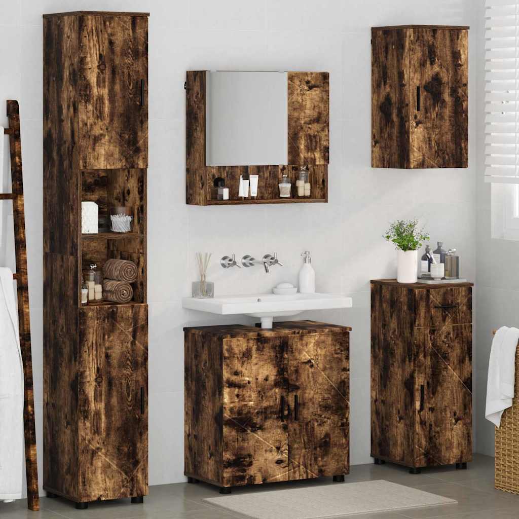 vidaXL Bathroom Furniture Set 5 pcs Smoked Oak 61 x 35 x 64 cm 4