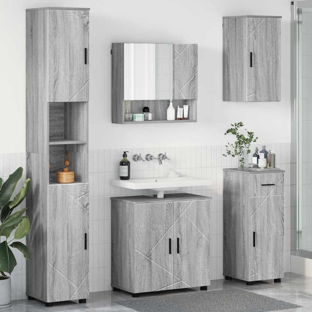 vidaXL Bathroom Furniture Set 5 pcs Grey Sonoma 61 x 35 x 64 cm 1